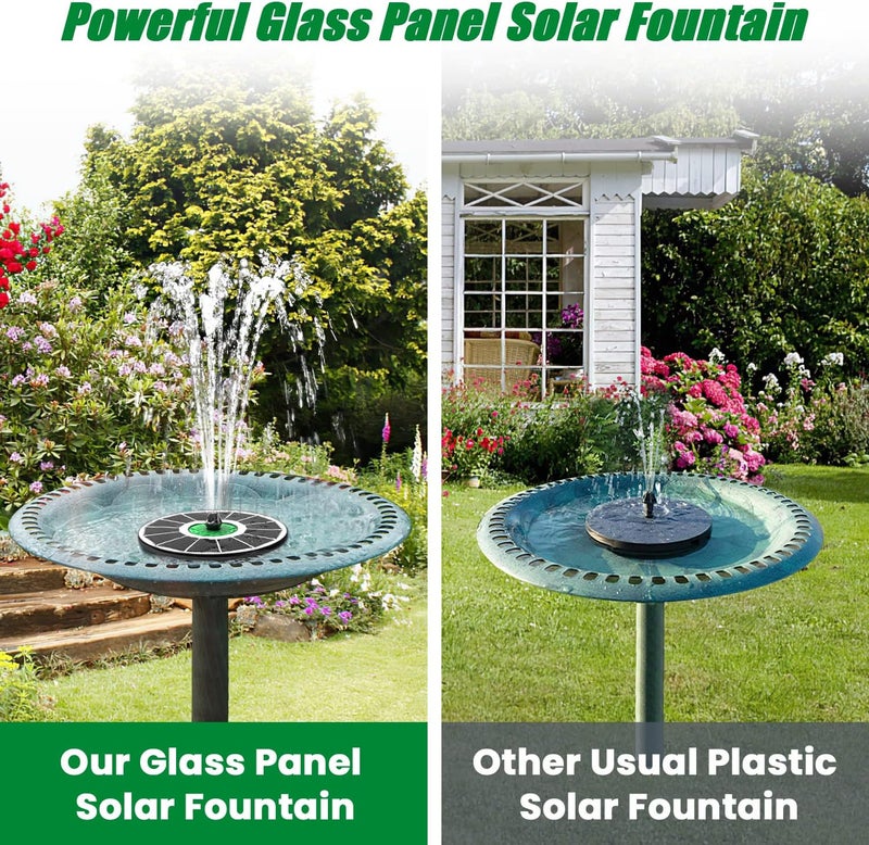Yzert Solar Fountain for Bird Bath Glass - No Battery, 3.5W Solar Bird Bath Fountains Green Flower with 4 Fixed Rods & 7 Nozzles, Solar Powered Water Fountain for Bird Bath,Pond,Pool,Outdoor,Garden - Image 4